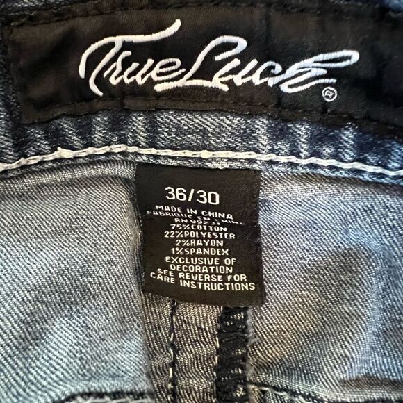 TRUE LUCK Straight Leg Stretch Mid Rise Casual Denim Jean 36 - Picture 9 of 9